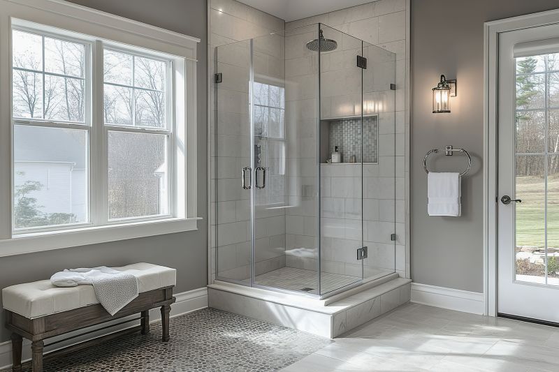 Glass-Enclosed Shower with Bench